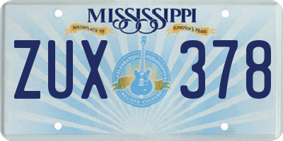 MS license plate ZUX378