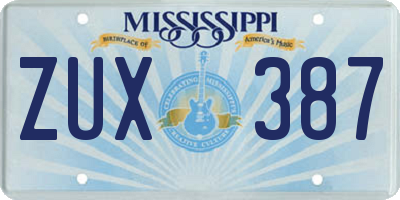 MS license plate ZUX387