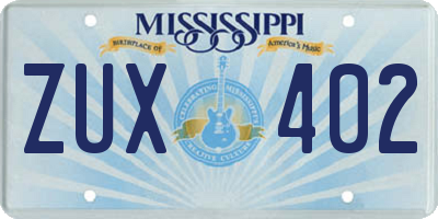 MS license plate ZUX402
