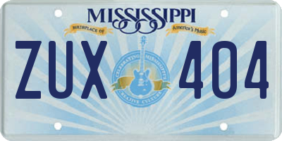 MS license plate ZUX404