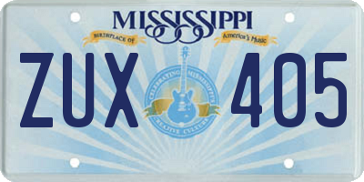 MS license plate ZUX405