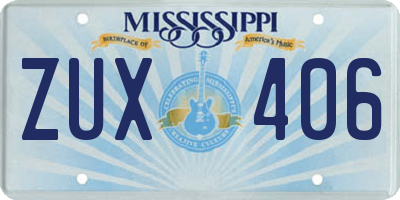 MS license plate ZUX406