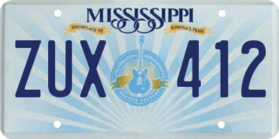 MS license plate ZUX412