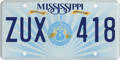 MS license plate ZUX418
