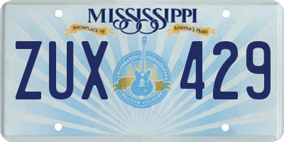 MS license plate ZUX429