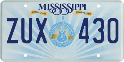 MS license plate ZUX430