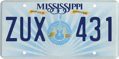 MS license plate ZUX431
