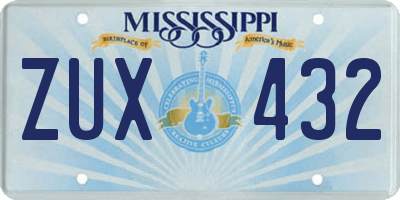 MS license plate ZUX432