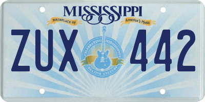 MS license plate ZUX442
