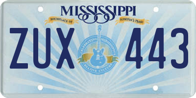 MS license plate ZUX443