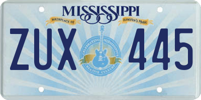MS license plate ZUX445