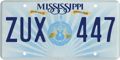 MS license plate ZUX447