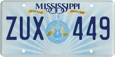 MS license plate ZUX449