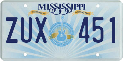 MS license plate ZUX451