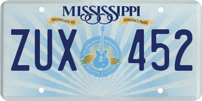 MS license plate ZUX452