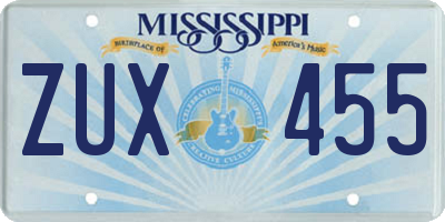 MS license plate ZUX455