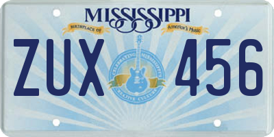 MS license plate ZUX456
