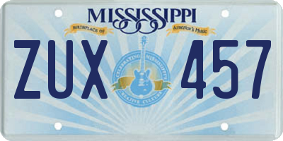 MS license plate ZUX457