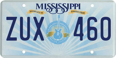 MS license plate ZUX460