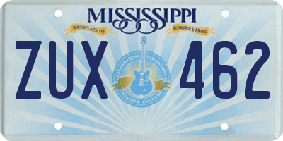 MS license plate ZUX462