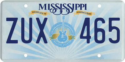 MS license plate ZUX465