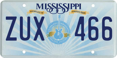 MS license plate ZUX466