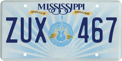 MS license plate ZUX467