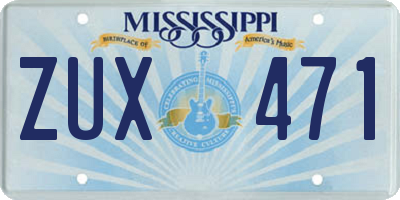 MS license plate ZUX471