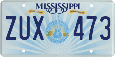 MS license plate ZUX473