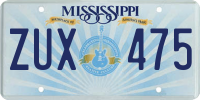 MS license plate ZUX475