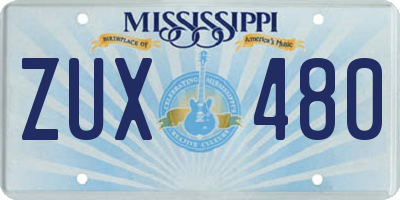 MS license plate ZUX480