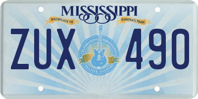 MS license plate ZUX490