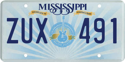 MS license plate ZUX491