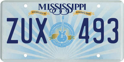 MS license plate ZUX493