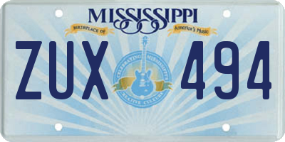 MS license plate ZUX494