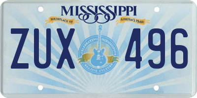 MS license plate ZUX496