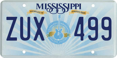 MS license plate ZUX499