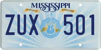 MS license plate ZUX501