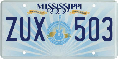 MS license plate ZUX503