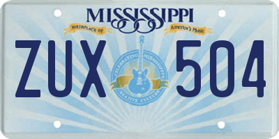 MS license plate ZUX504