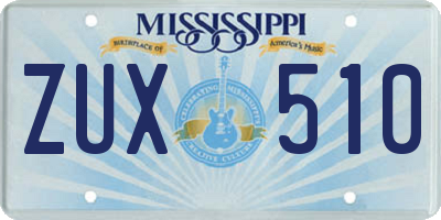 MS license plate ZUX510