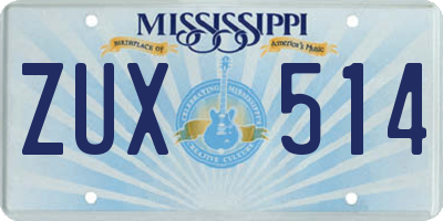 MS license plate ZUX514