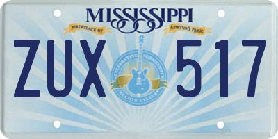MS license plate ZUX517