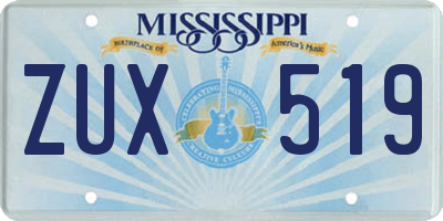 MS license plate ZUX519