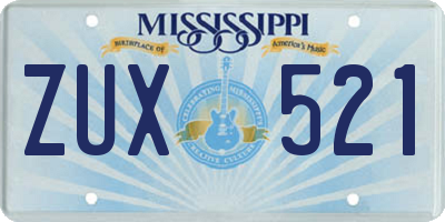 MS license plate ZUX521