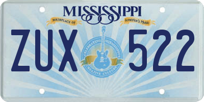 MS license plate ZUX522