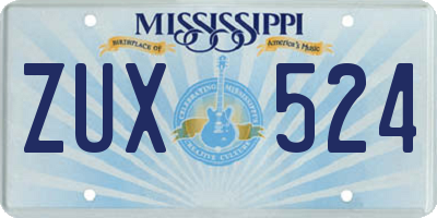 MS license plate ZUX524