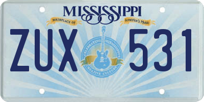 MS license plate ZUX531