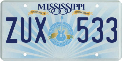 MS license plate ZUX533