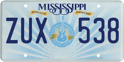 MS license plate ZUX538